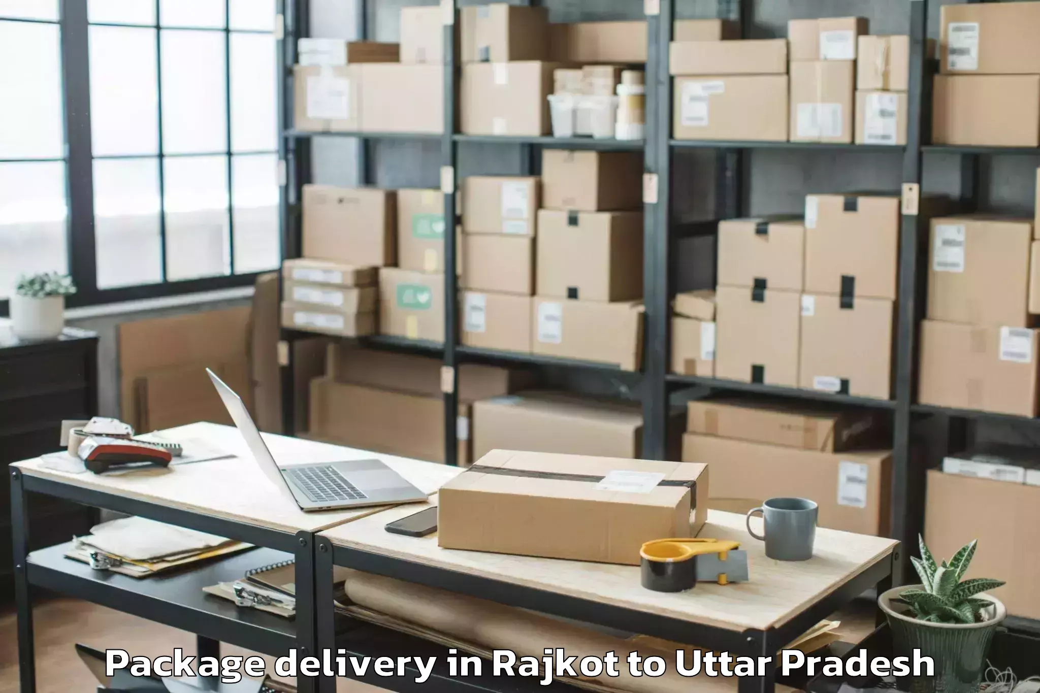 Hassle-Free Rajkot to Sahawar Package Delivery